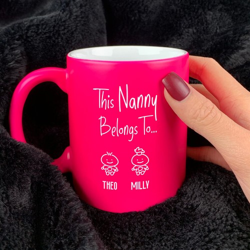 PERSONALISED Neon Mug This Grandma Nana Belongs To Cup Gran Christmas Gift - Picture 6 of 33