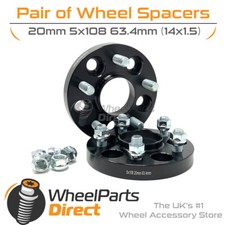 Bolt-On Wheel Spacers (2) 5x108 63.4 20mm for Land Rover Discovery Sport 14-20