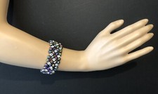 Modern Clear Rhinestone Multicolored Lucite Stretch Bracelet Fashion Jewelry
