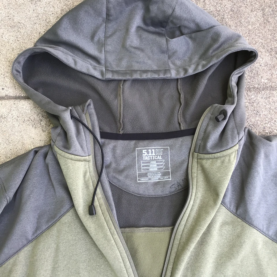 Мужская тактическая куртка 5.11 Размер Large Цвет зеленый Серый Толстовка с капюшоном FZ 2.0 На молнии Combat - Изображение 3 из 4