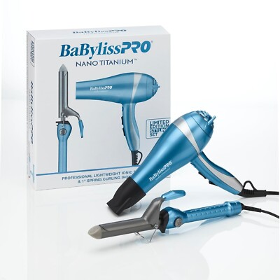 BABYLISSPRO NANO TITANIUM LIGHTWEIGHT DRYER + 1'' SPRING CURLING IRON BNTPP68