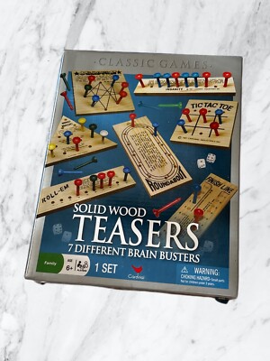 Classic Games Solid Wood Teasers 7 Different Brain Busters. Peg  NEW SEALED BOX