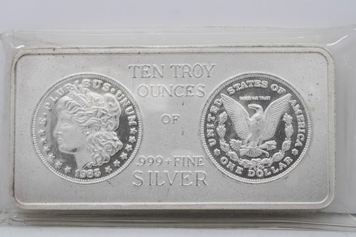 10 oz. .999 Fine Silver Bar Panama City Morgan Style South East Refining 1983 cc
