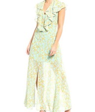 6 NWT Sachin & Babi Annemarie Ruffle Toile du Jouy Front Slit Dress MSRP $295