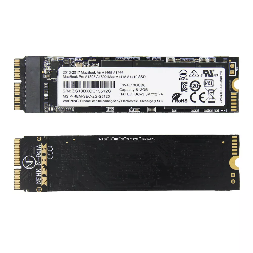 Disque SSD 512GB pour Apple MacBook Air 13″ A1466 (2013/2017) et