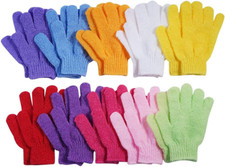 10 Pairs Exfoliating Gloves,Made of 100 Nylon,10 Colors Double Sided