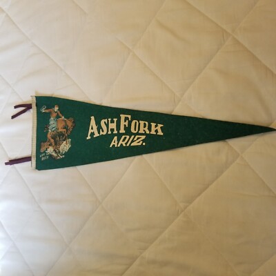 Vintage Rare Ashfork Arizona Let Er Buck Felt Pennant 26.5''