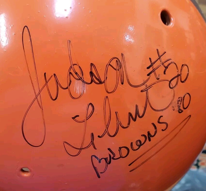 RARE Autographed Browns Judson Flint Full Size Helmet Shell Browns