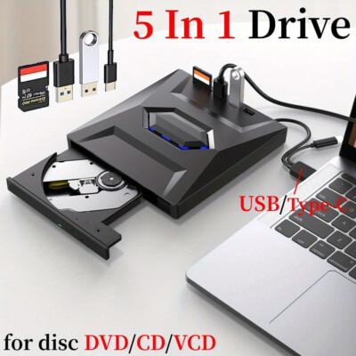 2025 External CD DVD RW Drive USB 3.0 Writer Burner Player Black For Laptop PC