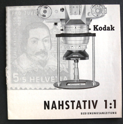 BEDIENUNGSANLEITUNG GEBRAUCHSANLEITUNG: KODAK NAHSTATIV 1:1 - FEBREIR 1962 - SEHR GUTER ZUSTAND