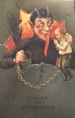 Vintage Inspired Gruss Vom Krampus Greeting Card Envelope #4618 Christmas