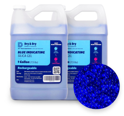 2 Gallon(15 LBS) ''Dry & Dry'' Premium Blue Indicating Silica Gel Beads
