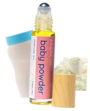 Natural Essential Oil Perfume Roll On with Pure Organic Jojoba Oil, Baby Powder