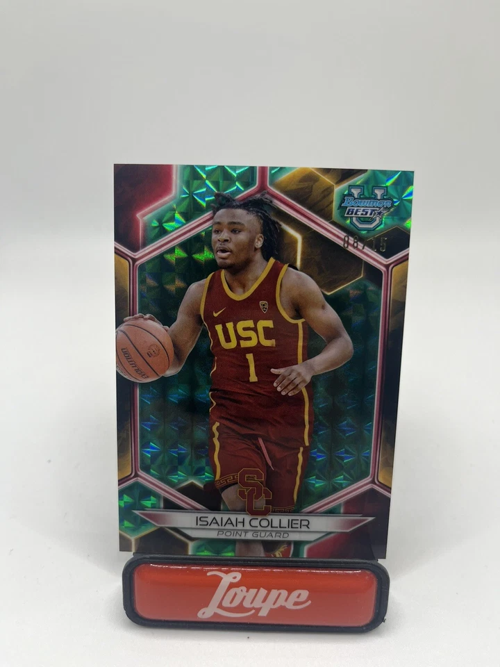 Isaiah Collier 2023 Bowman Best University Geometric Teal 8/15 #93 USC Trojans - Image 2 of 3