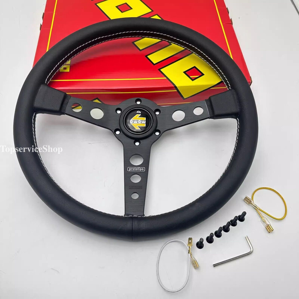 350mm 14' MOMO prototipo Genuine Leather Thickened Spoke 350mm 14' MOMO prototipo Genuine Leather Thickened Spoke