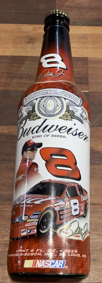 2006 DALE EARNHARDT JR. 8 NASCAR BUDWEISER BOTTLE 1 PINT 6 FL.OZ. GLASS RACING - Image 2 of 4