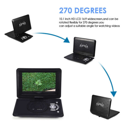 9 INCH Portable DVD Player CD Card HD 16:9 LCD Large Screen Swivel Rechargeable - Picture 8 of 13