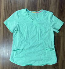 SCRUBSTAR Ultimate Green Women's V-Neck Scrub Top Stretch 3 Pocket Size Medium