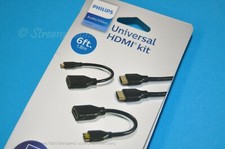 Philips Universal HDMI Cable Adapter Kit w/ 6' HDMI Cable, A-D  A-C Adapters
