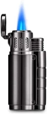 JOBON Ergo Grip Triple Torch Cigarette Cigar Lighter with Cigar Punch-Gun Metal
