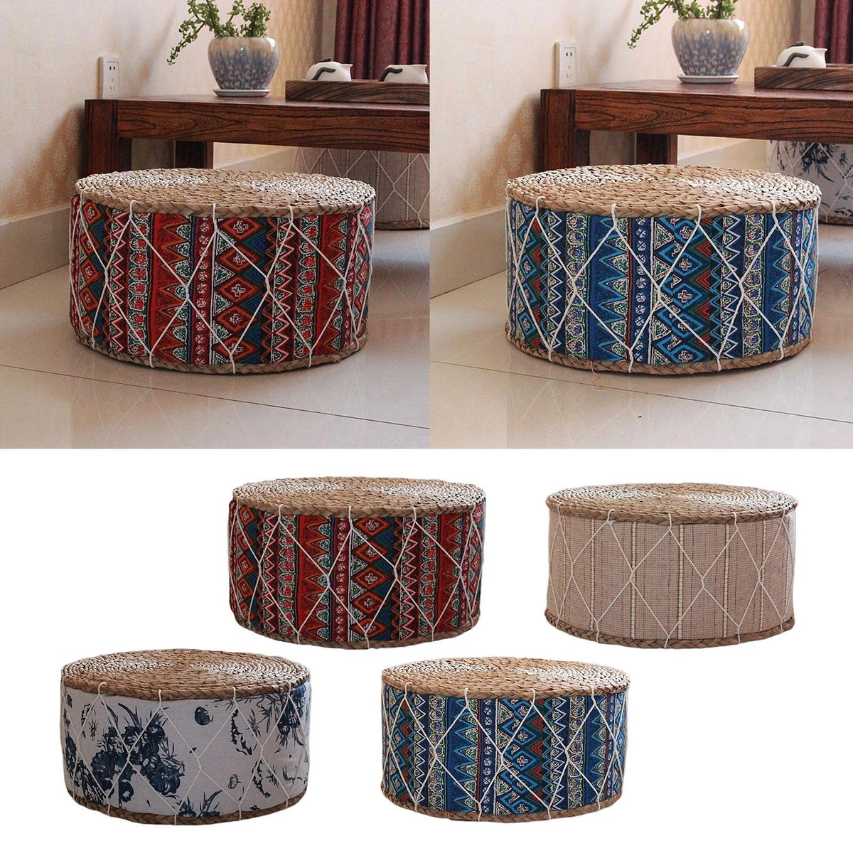 Woven floor pouf deals