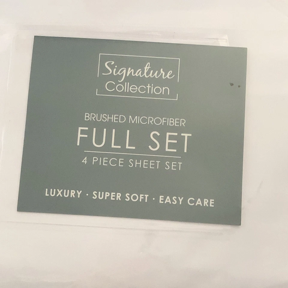 Signature Collection Bed Linens 4-pc Flat Fitted Pillow Cases New White Full Set - Image 2 of 4