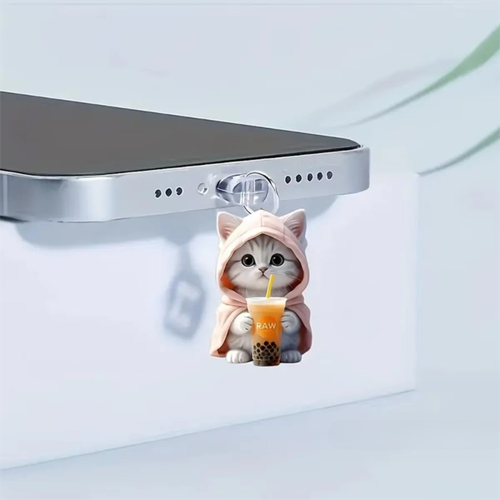 2D-Acryl Katzen-Telefon-Staubschutzstecker Staubstopfen-Anhänger für iPhone