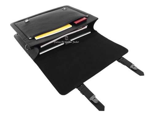Briefcase Laptop Bag Black Genuine Cowhide Leather Shoulder Office Messenger Bag - Picture 8 of 10