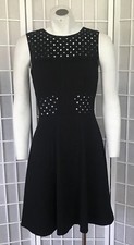 Rebecca Taylor Little Black Dress Eyelet Fit & Flare Size 2 Feminine Sleeveless