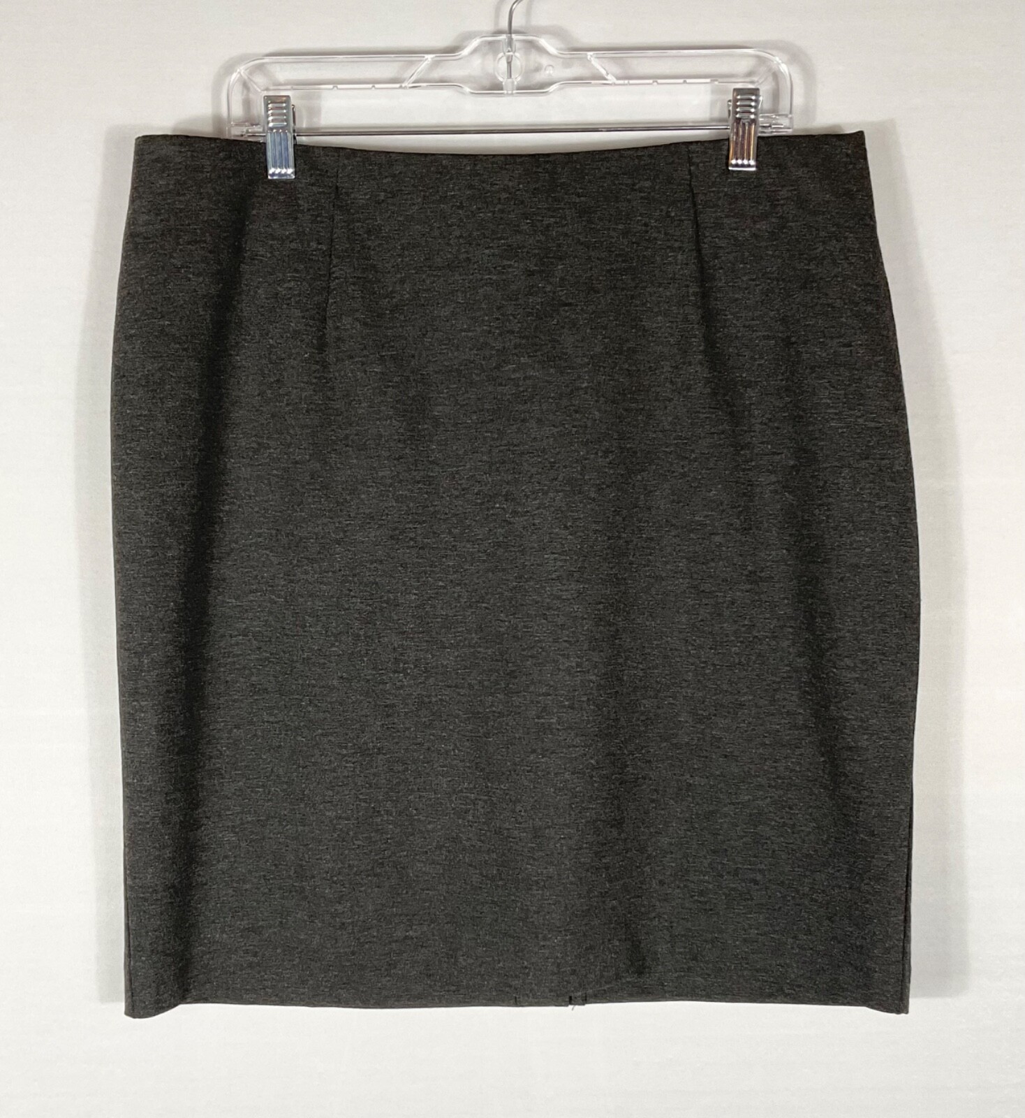 J. Jill Skirt Womens L Gray Heather Straight Pencil Ponte Stretch Slit Pull On