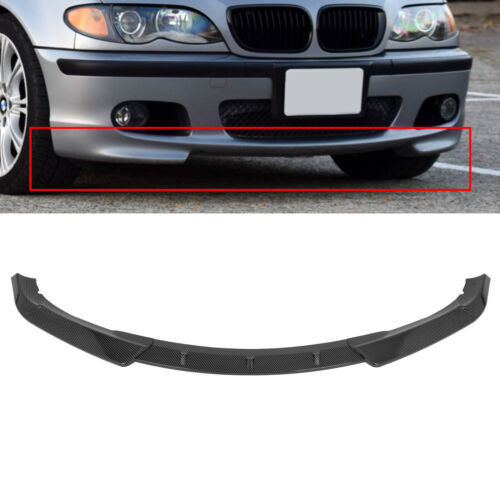 Front Bumper Lip Spoiler Fits 2002-2005 BMW E46 3-Series Sedan Carbon Look