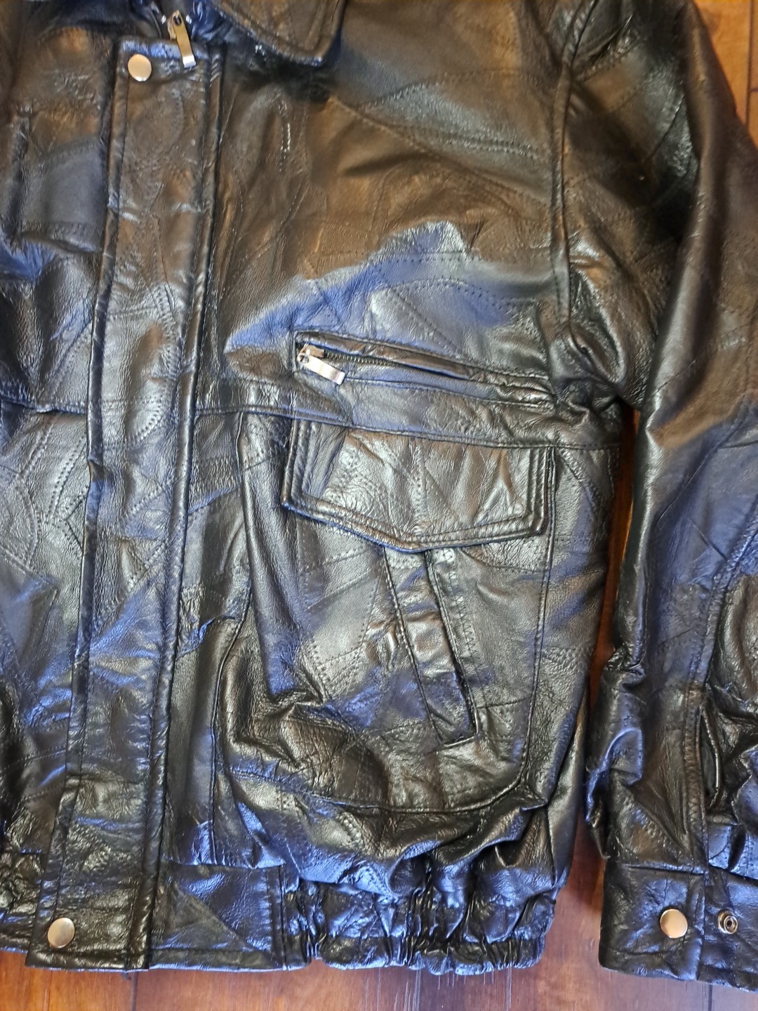 LEATHERWORKS Black Patchwork Leather Jacket Men's… - image 2