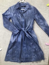 Lauren Ralph Lauren Shirt Dress Womens 4 Blue Tie Dye Belted Long Sleeve Casual