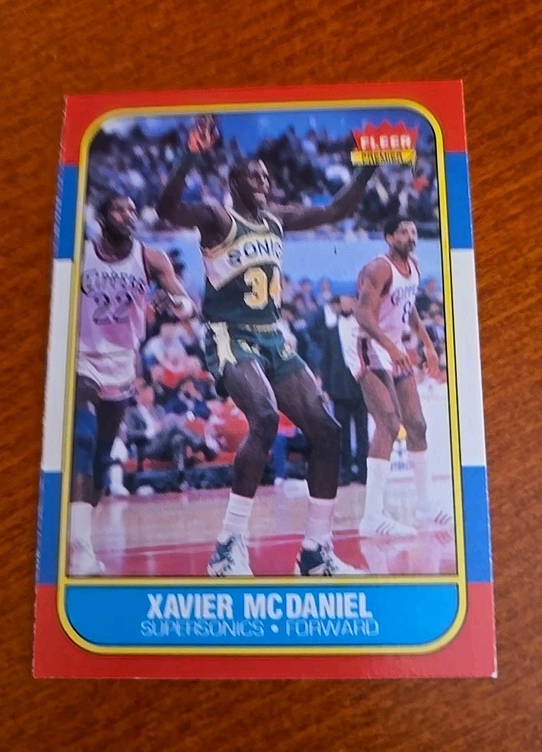 1986-87 Fleer Basketball Xavier McDaniel RC Card #72 Seattle SuperSonics