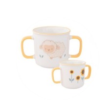 Sippy Cup Toddler Mug Double Handled Sheep Design Stoneware Yellow 190ml Kid