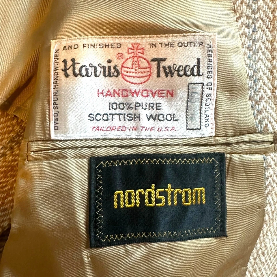 Nordstrom x Harris Tweed 42R Striped Herringbone Wool Sport Coat Blazer - Image 4 of 4