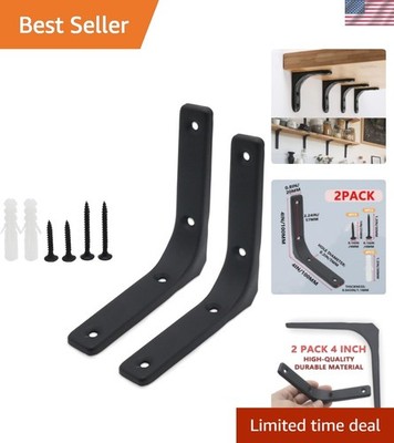 4 Inch L Brackets - 2-Pack in Black for Easy Home Installations