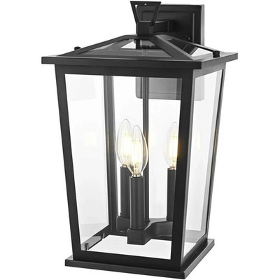Outdoor Wall Sconce Light Fixture Black Exterior Porch Walkway Lantern Patio 16''