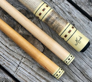 Meucci 97 12 Pool Cue Birdseye Maple 4 Ivory Points Dual Shafts 17oz w/ Case
