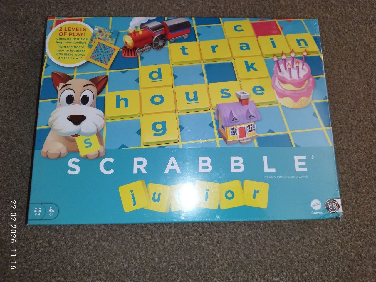 Mattel Games Scrabble Junior, Kids Crossword Board Game, English Version