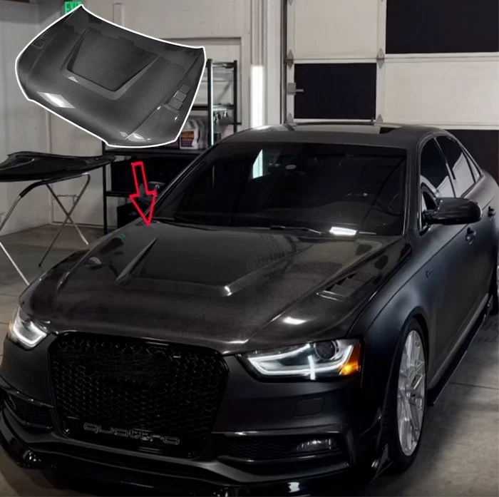 Carbon Front Vented Cooling Hood For Audi A4 B8.5 Sedan 4 Door 2013-16 - Image 2 of 4