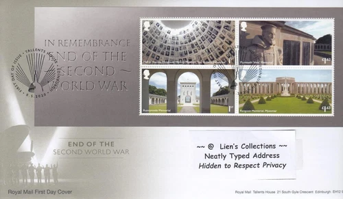 GB 2020 END SECOND WORLD WAR MS 4364 FIRST DAY COVER TALLENTS HOUSE POSTMARK