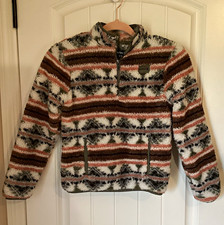 Hurley Boys M 8 Fleece Jacket Multicolor Striped 1/4 Zip Pullover Pockets