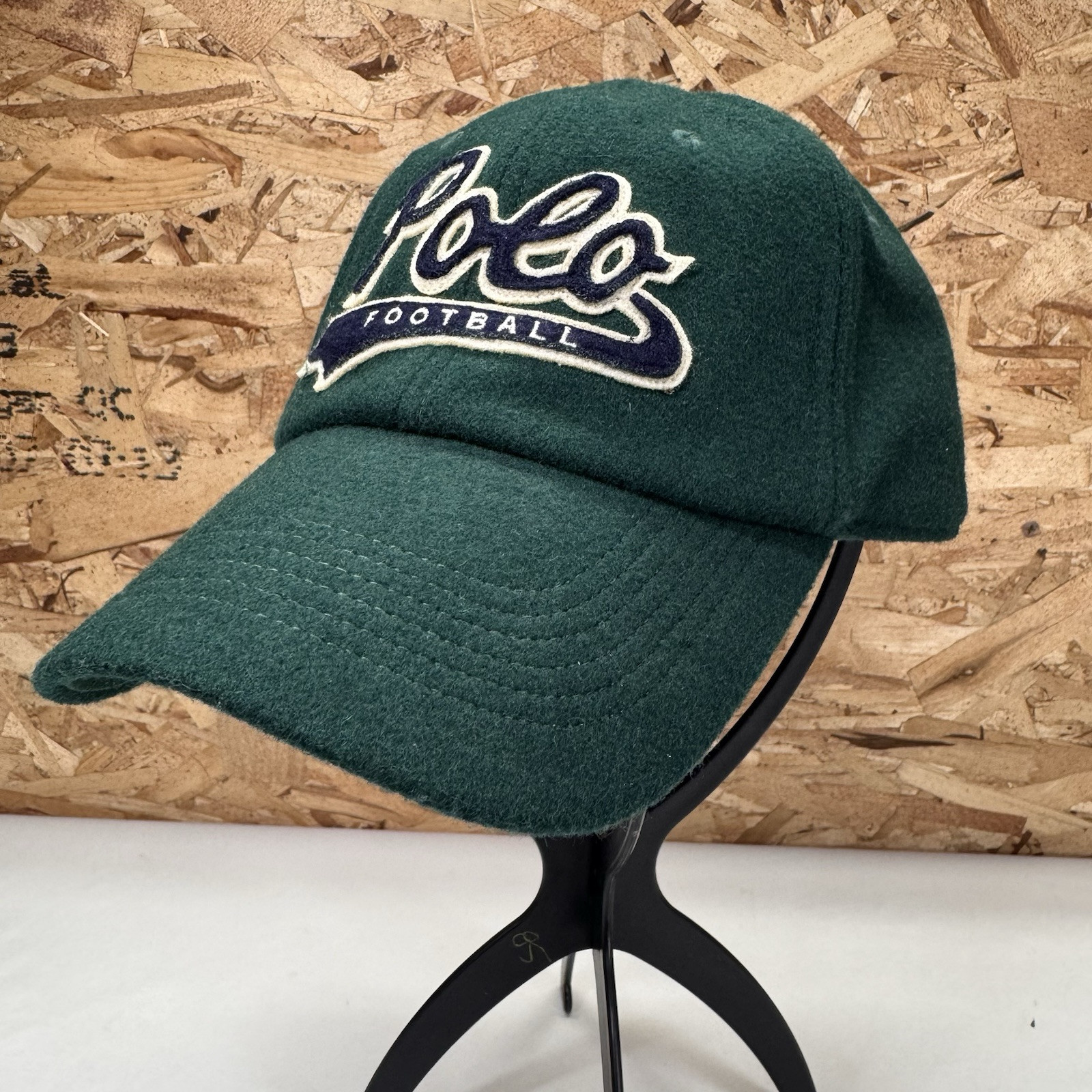 Polo Ralph Lauren Football Varsity Patch Basketball Cap Wool Hat Green SzL