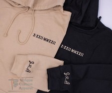 Roman Numerals Hoodie Couples Matching Custom...