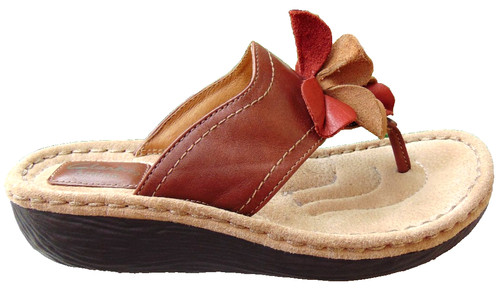 CLARKS ARTISAN 83487 WOMENS  BROWN LEATHER T-STRAP FLORAL SLIDE SANDALS SHOE~6.5