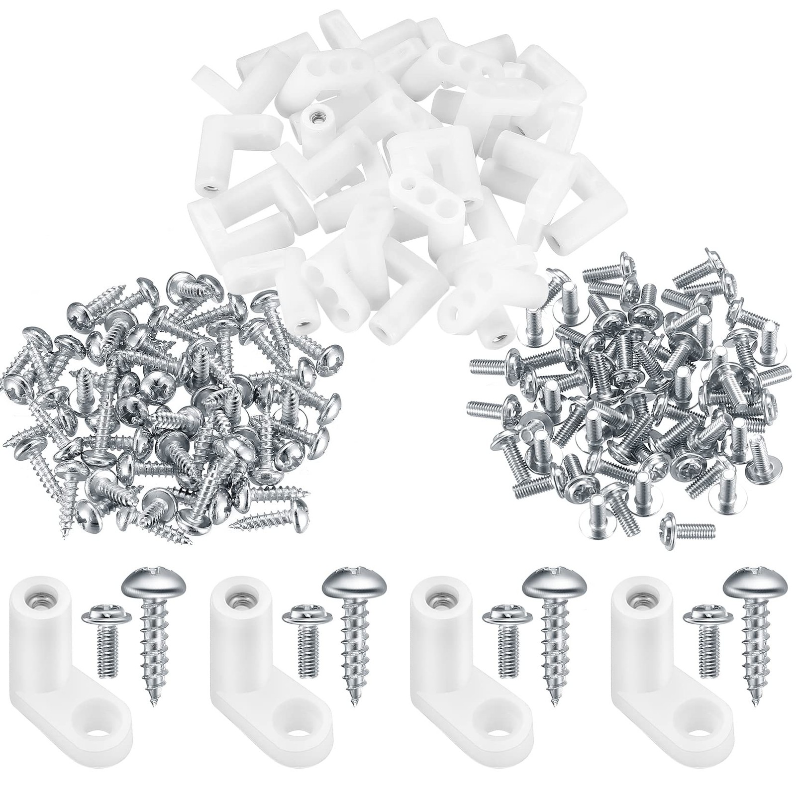 60 Pcs PCB Board Mounting Feet with Screws, White L Shape Circuit