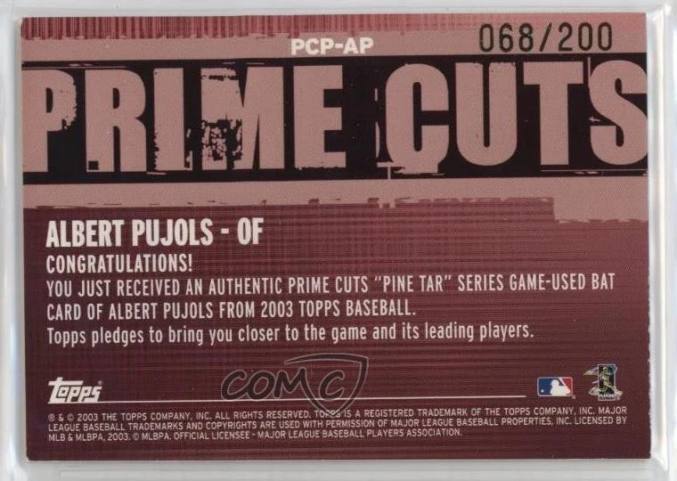 2003 Topps Prime Cuts Pine Tar Relics /200 Albert Pujols #PCP-AP - Image 2 of 2