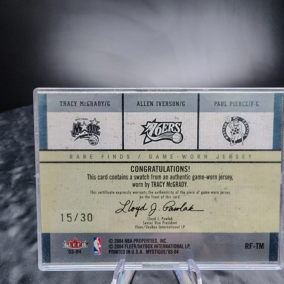 2004 Fleer Skybox McGrady Jersey Card McGrady/Iverson/Pierce 15/30 🏀 - Image 2 of 2