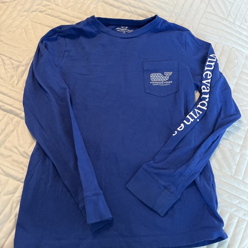 Kids Vineyard Vines Hanukkah Whale Small 8/10 Blue Long Sleeve Menorah Chanukah - Picture 2 of 4